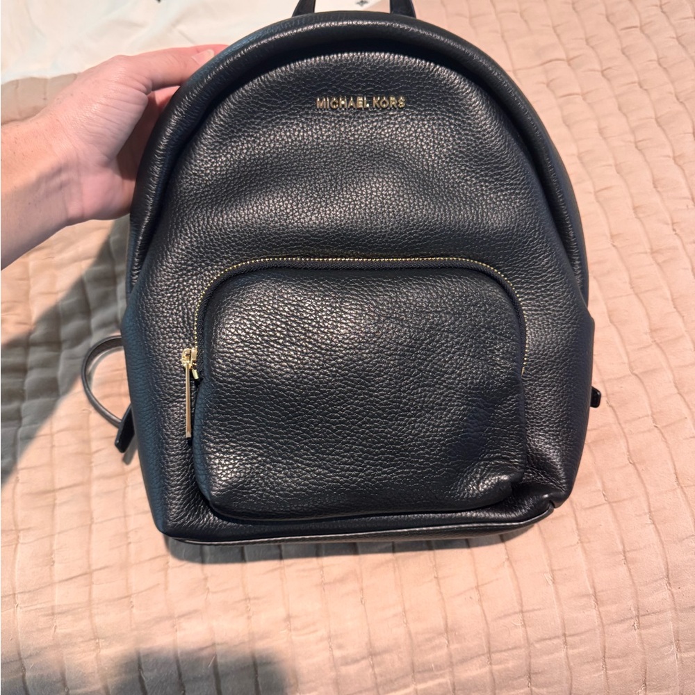 Michael Kors Black Pebbled Leather Backpack- Medium Size NWT